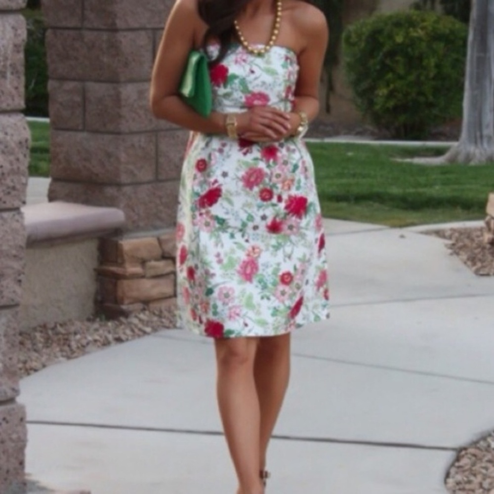 OLD NAVY STRAPLESS FLORAL WHITE DRESS - Picture 3 of 8